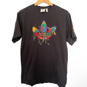 ☆GUC☆  adidas Originals  •  Koi Fish Trefoil Logo Black Short Sleeve Tee, Size M